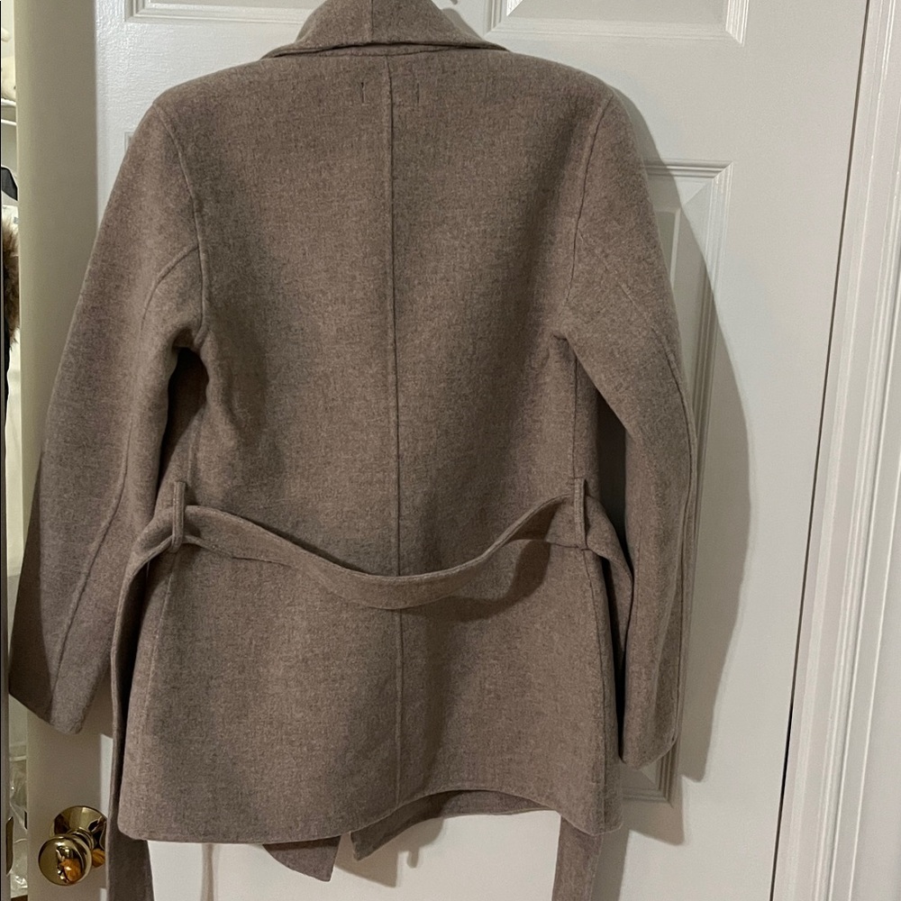 NWT Quince Double-Faced Merino Wool Draped Collar Short Wrap Coat in Oat Size XS - Picture 7 of 10
